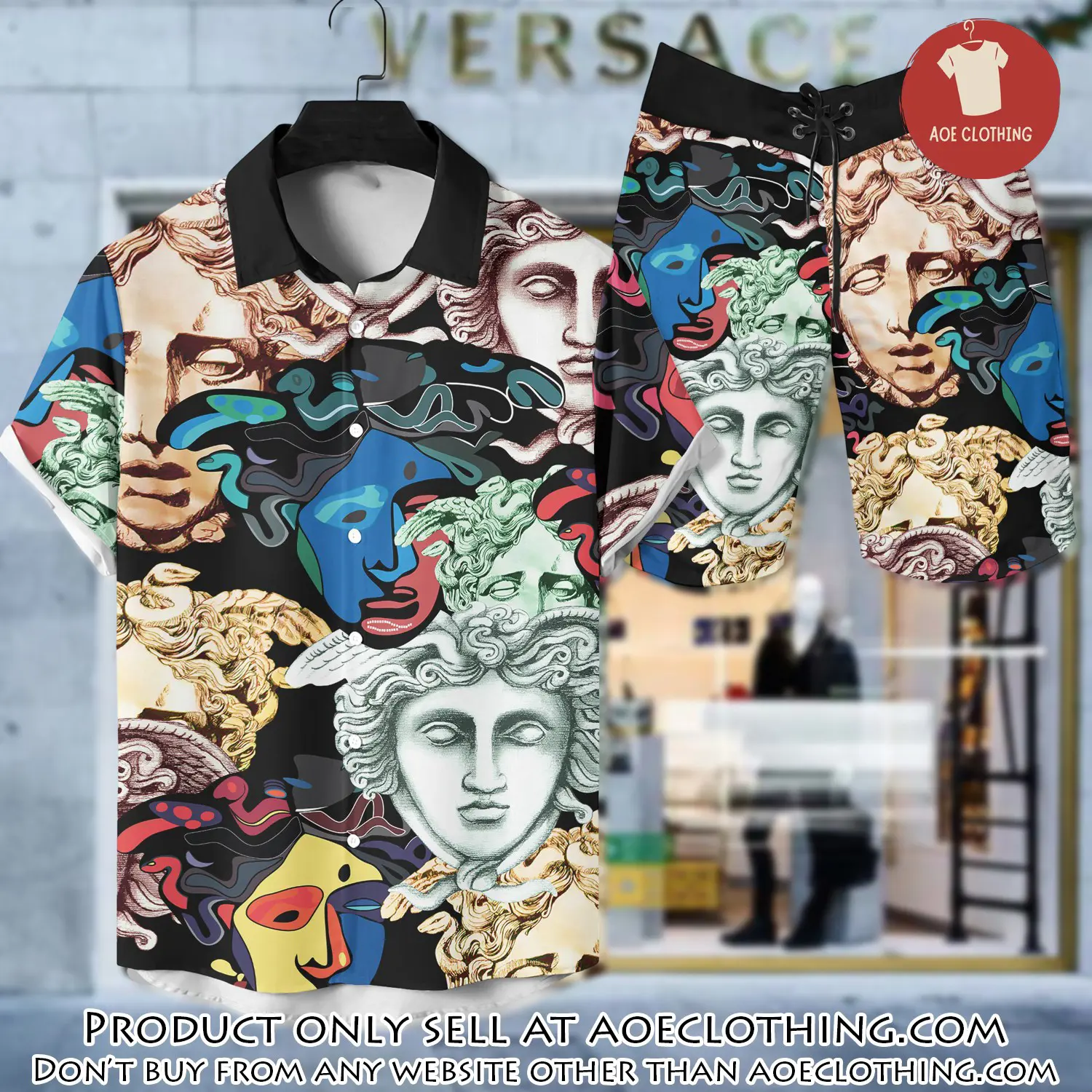 Versace luxury hawaiian shirt & short set lhs1214 aoe1033400